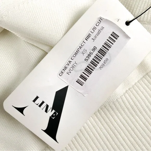 Jonathan Simkhai NWT Geneva Compact Ribbed Pearl Long Sleeve Ivory Top Size XS - Picture 9 of 10